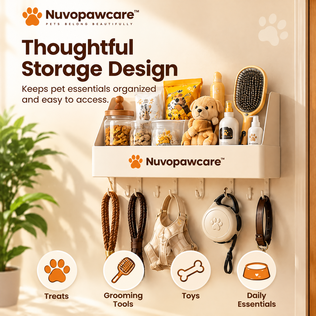 Nuvopawcare™ Wall Mounted Pet Organizer