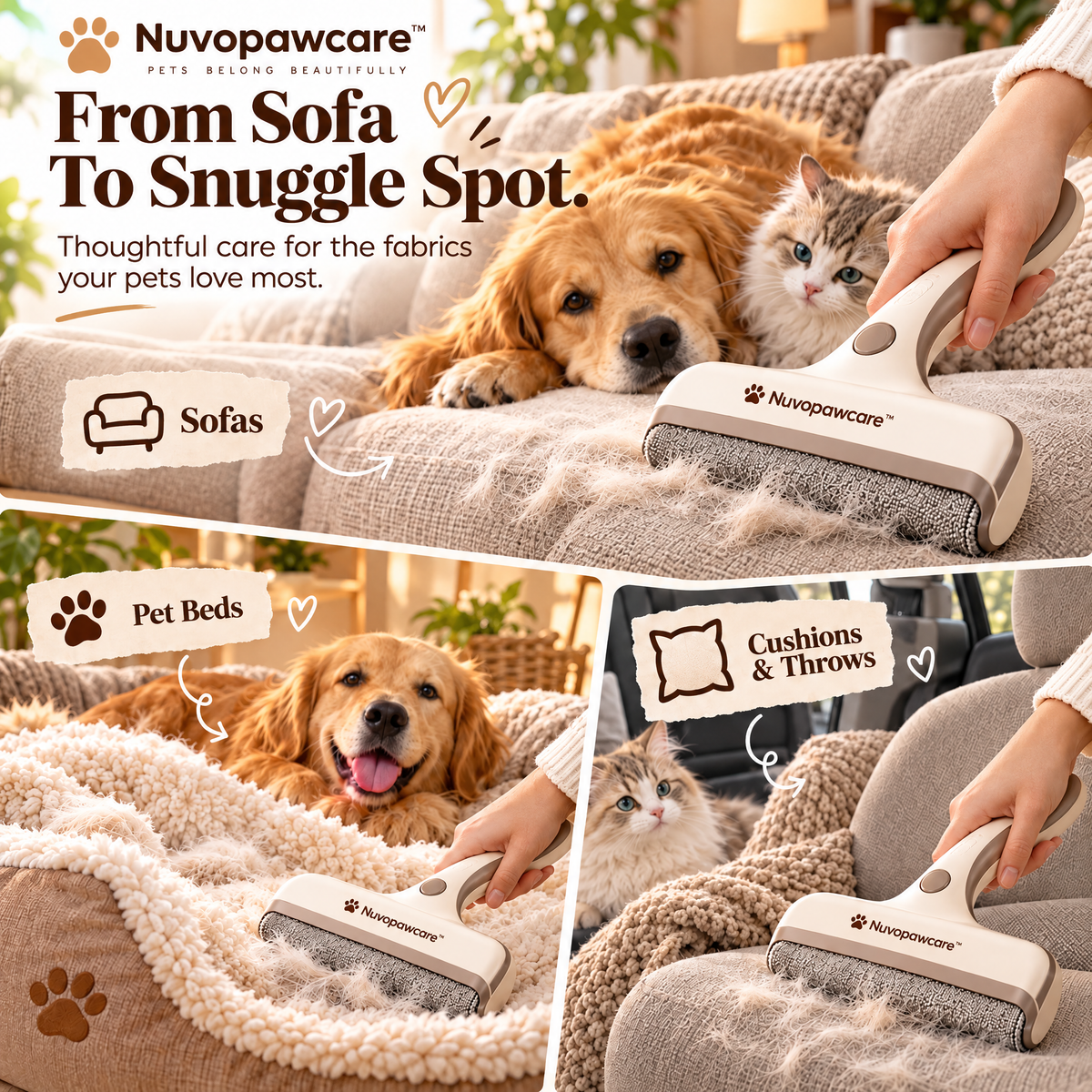 Nuvopawcare™ Pet Sofa Hair Cleaning Brush